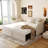 Twin Size Upholstered Daybed with Pop-Up Trundle & USB Charging Ports, Beige-742324286
