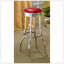 Ensemble de 2 tabourets de bar style rétro en similicuir rouge avec pieds chromés, parfait pour les bars modernes et traditionnels-325048950