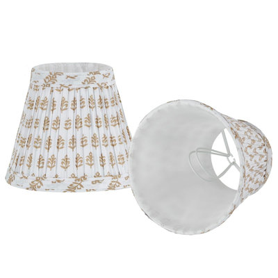 Chandelier Shades Set Of 2,Mini Lamp Shade 3" Top X 5.5" Bottom X 4.7" Slant ,Small Lamp Shades Clip On Bulb,Pleated Chandelier Lamp Shades,Fabric Lampshades That Attach To The Bulb(Brown Floral)