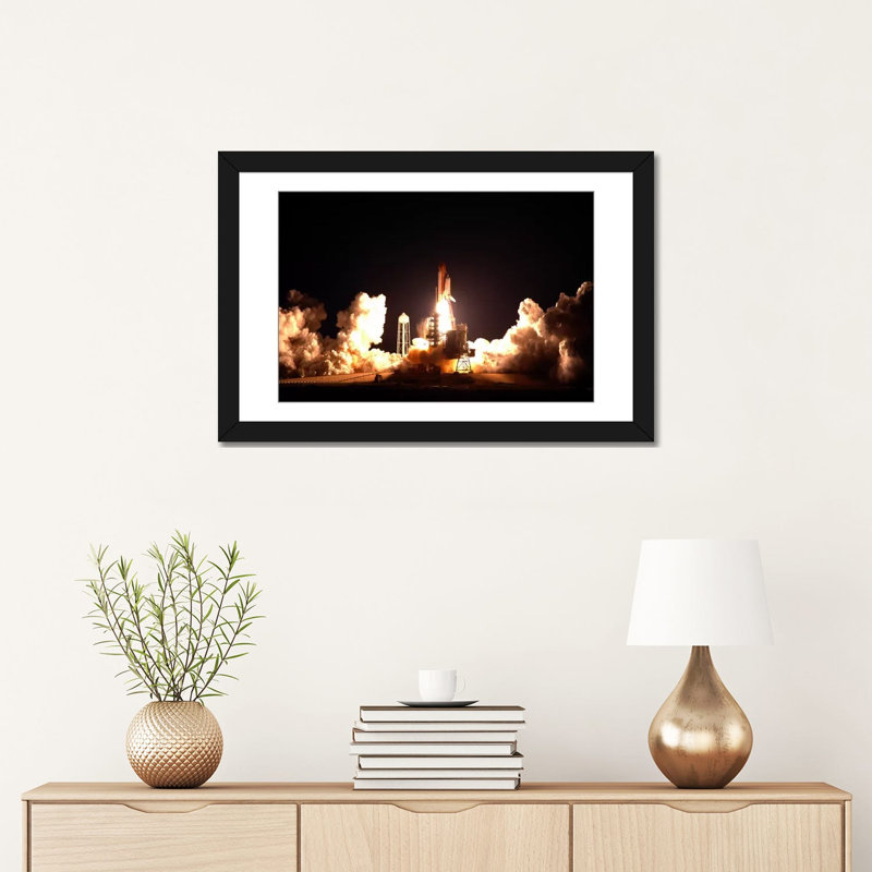 Lenworth Modern & Contemporary, 16" H x 24" W x 1" D, Black Framed Paper, White