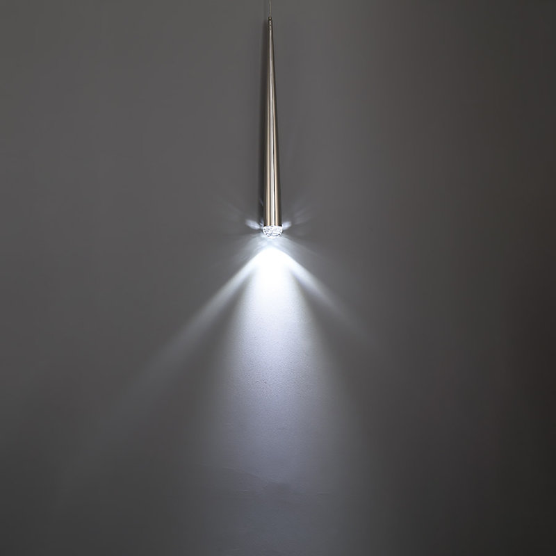 Cascade 1 - Light Single Cylinder LED Pendant, Polished Nickel, 19" H x 1.63" W x 1.63" D
