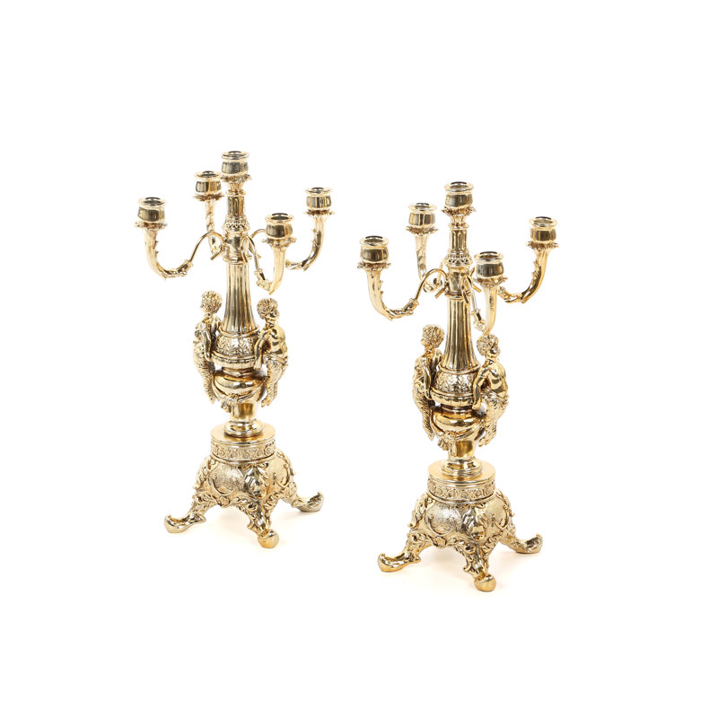 2 Piece Resin Tabletop Candelabra Set