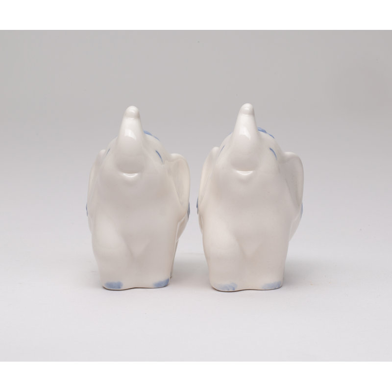 Blue and White Ceramic Elephant Salt and Pepper Shakers