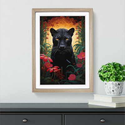 Panther Art Deco - Single Picture Frame Print on Wood