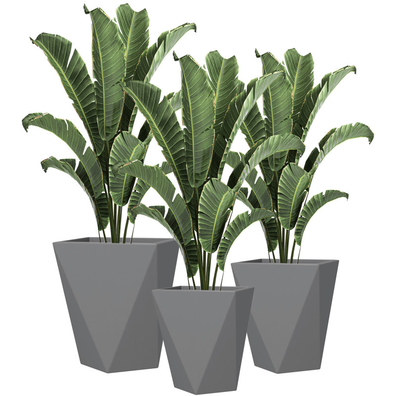 Pot à fleurs en métal, H 28,75 po x l 24,5 po x P 20,5 po, Gris