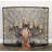 Aashay Bronze Metal Sculpted Relief Single Panel Tree Fireplace Screen with Curved Mesh Netting