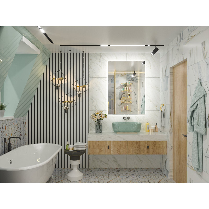 Adorna LED Backlit Frameless Lighted Bathroom Vanity Mirror Wall Mirror Dimmable Anti Fog, 24" x 36"