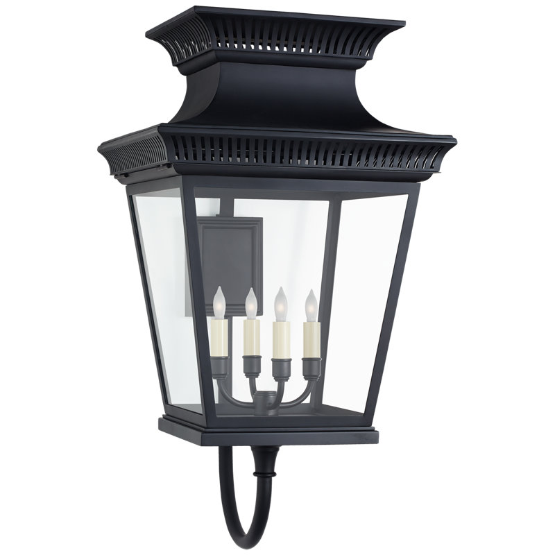 Chapman & Myers Elsinore Medium Bracket Lantern, 20.5" H x 11" W x 11" D, Black