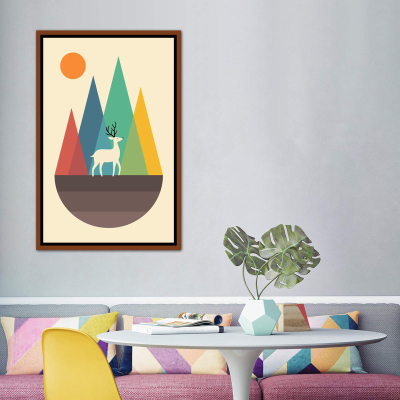 «Step of Autumn» par Andy Westface - impression d'art graphique, H 60 po x l 40po x P 1,5 po, Toile avec cadre en bois brun