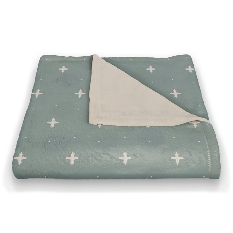 Hand Woven Throw Blanket, White/Blue