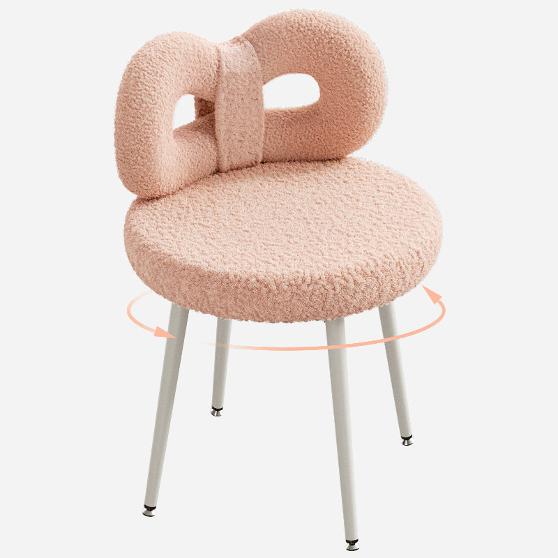 Vanity Chair With Back 17.7 Wide, Pink, White