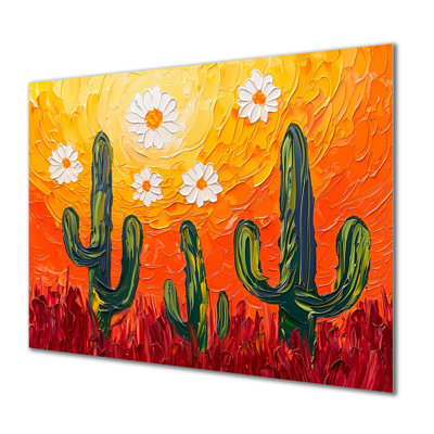 Joshua Tree Cactus Sunset Hues - Floral Metal Wall Decor, Floral Cactus Metal Print