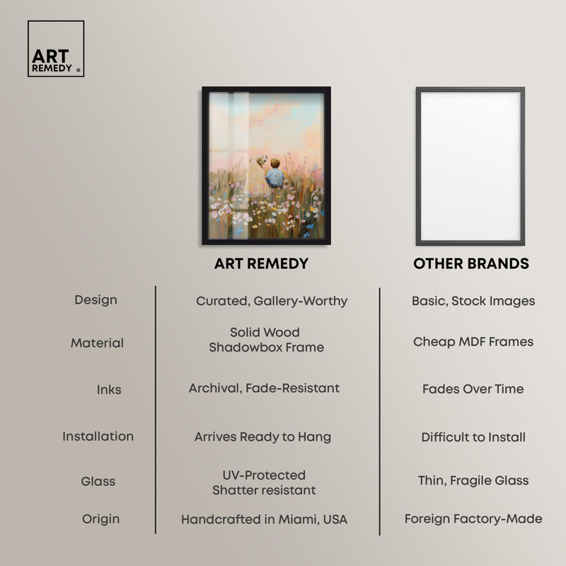 «Sunset Companions Shadowbox Print» par Art Remedy, H 37 po x l 31 po, Noir