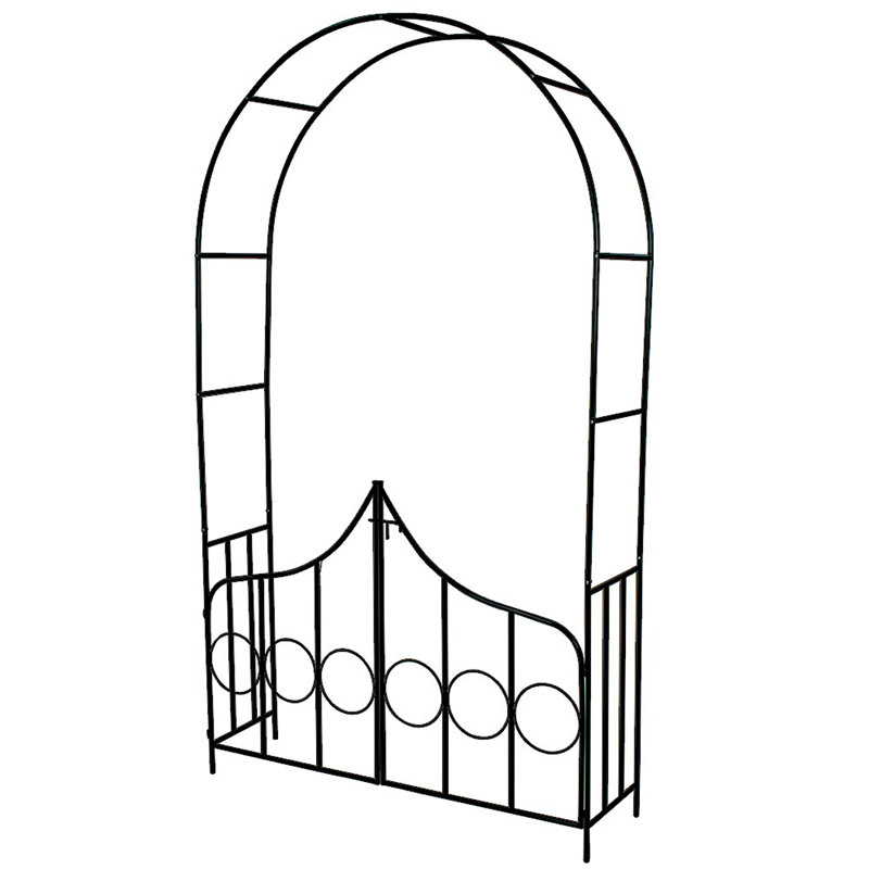 140cm W x 40cm D Metal Arbour with Gate in Green