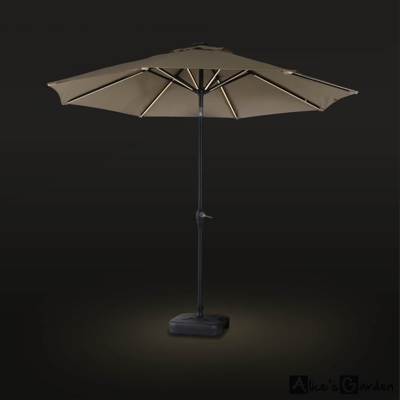 Arnell 290cm Lighted Market Parasol, Beige
