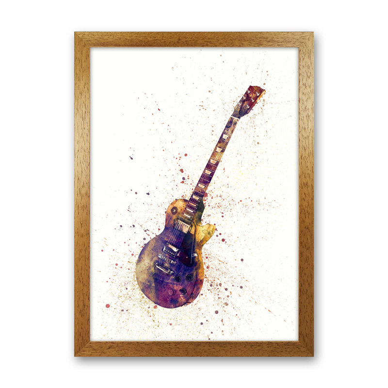 Electric Guitar II by Michael Tompsett - Print, 88cm H x 64cm W x 3cm D, Brown Framed