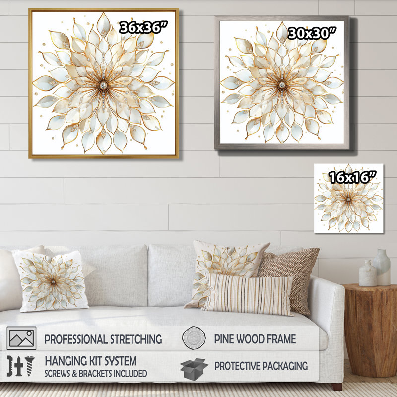 Reproduction d'art sur toile, art mural lustre, Kallias, Cadre flottant blanc, H 30 po x l 30 po
