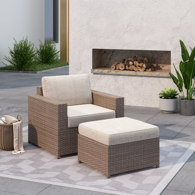 Amberson Fully Assembled 33'' Wide Outdoor Wicker Patio Sofa with Cushions