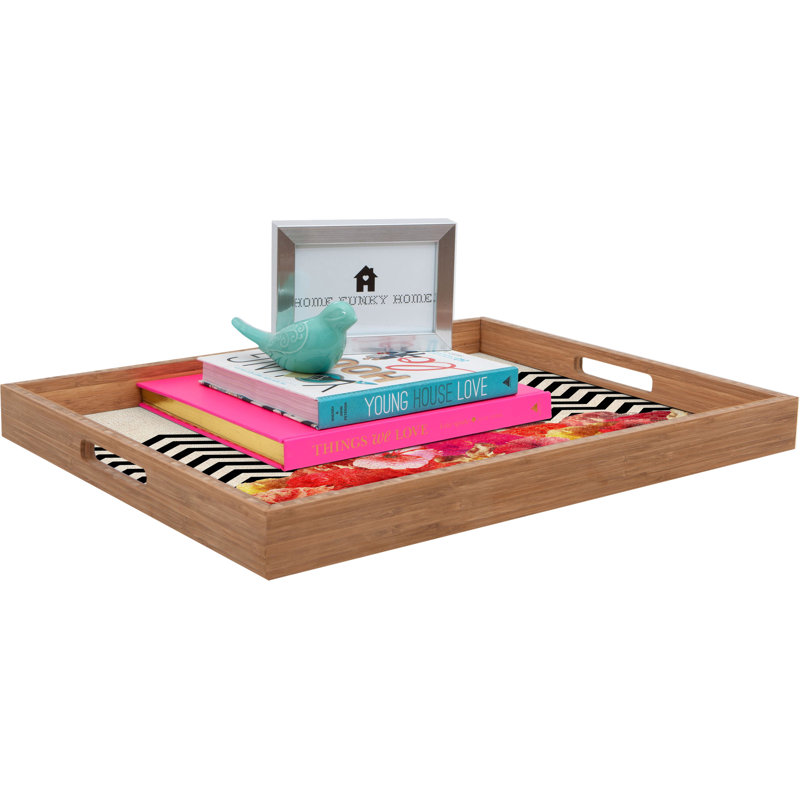Table basse/repose-pieds en bambou floral 2, H 1,75 po x l 18 po x P 14 po