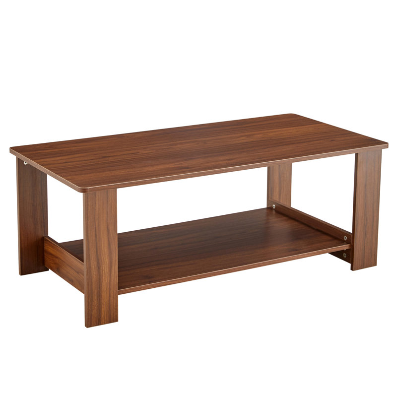 Bonni Rectangular Coffee Table with Storage Shelf, Walnut, 16.50" H x 43.30" L x 21.60" W