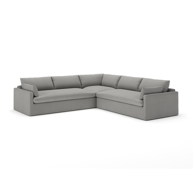 Luna 3-Piece Slipcovered Sectional, Bayou Light Gray Canvas