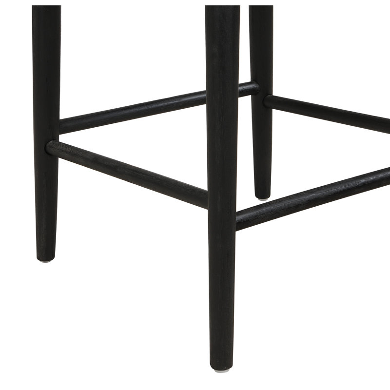 Tabouret de comptoir en tissu noir (ensemble de 2), Siège noir / structure noire