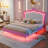Upholstered Bed Frame With LED Lights-876683456