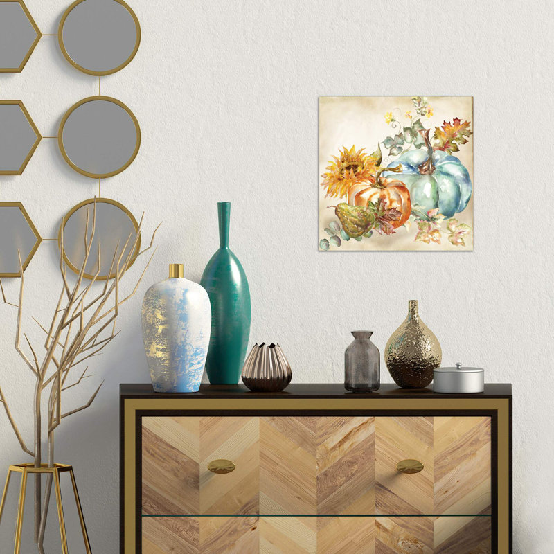 Watercolour Harvest Pumpkin IV - Wrapped Canvas Painting, 45.72 cm H x 45.72 cm W x 1.91 cm D
