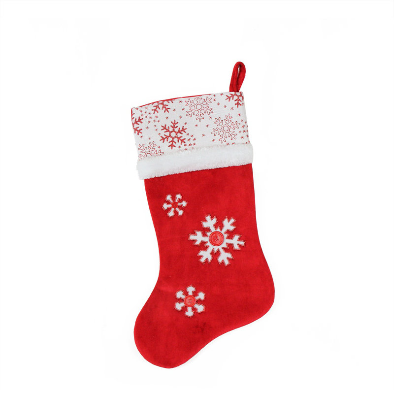 Chaussette de Noël 20,5 po à boutons rouges et blancs