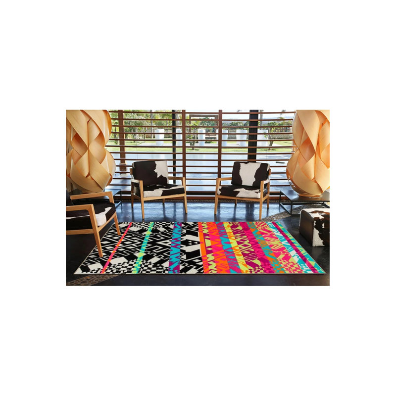 Tapis décoratif multicolore géométrique, Tapis de couloir 2 pi 6 po x 6 pi 7 po