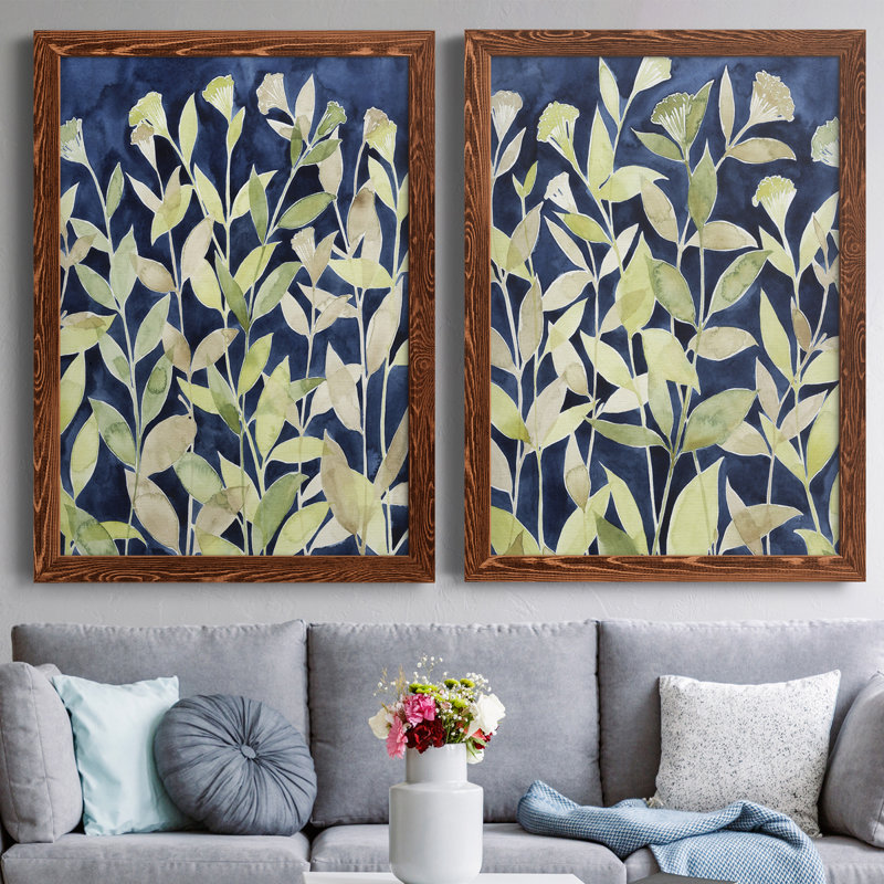 Indigo Blooming Night I, toile encadrée de qualité supérieure - prête à être accrochée, H 43,5 po x l 31,5 po x P 1 po