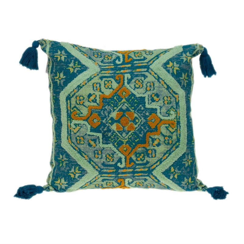 20" MULTICOLOR Cotton Blend Throw Pillow, Green