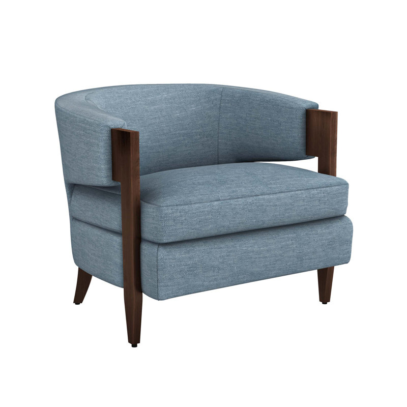 Fauteuil demi-tonneau Kelsey, Noyer, Sergé de surf en polyester