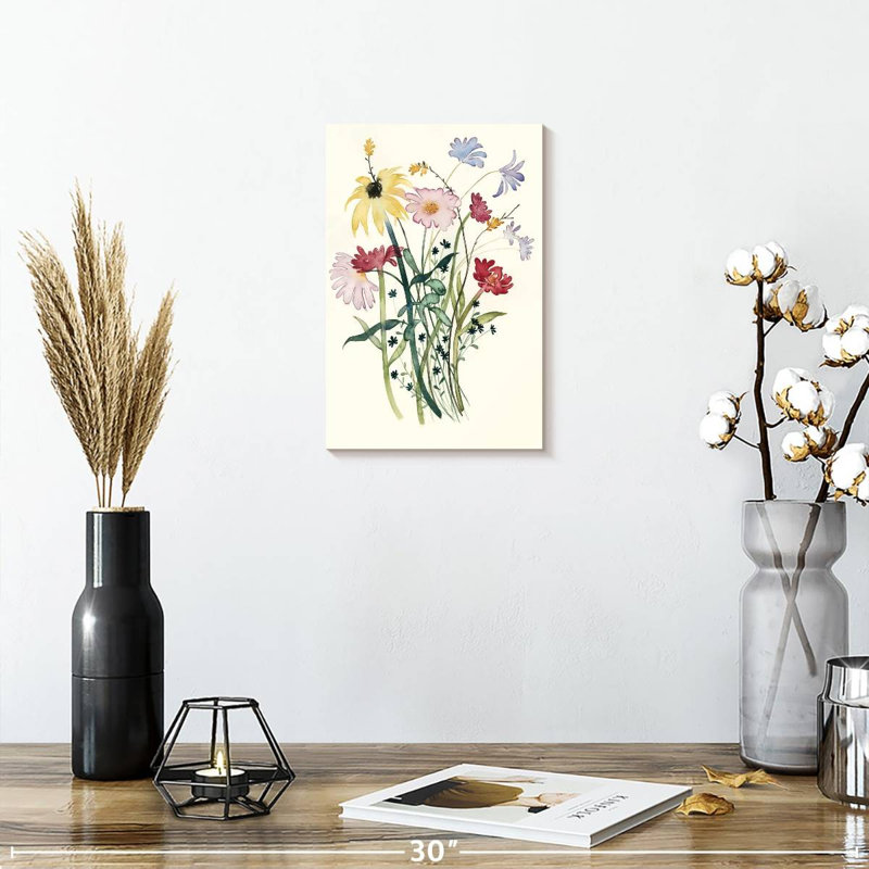 Harnek, aquarelle de fleurs sauvages I, H 12 po x l 8 po