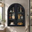 Armoire de rangement murale cintrée avec portes en verre trempé et tablette réglable-91227490