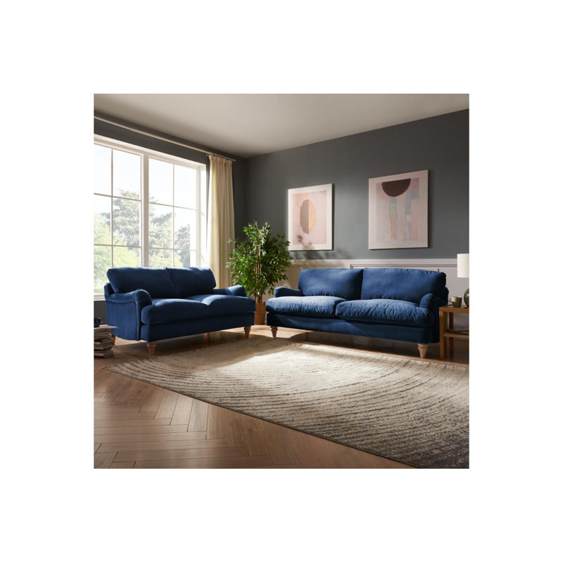 Dustin Sofa, 3, Navy Velvet, Velvet