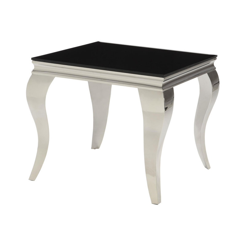 Karlens Square Chrome and Black Glass End Table