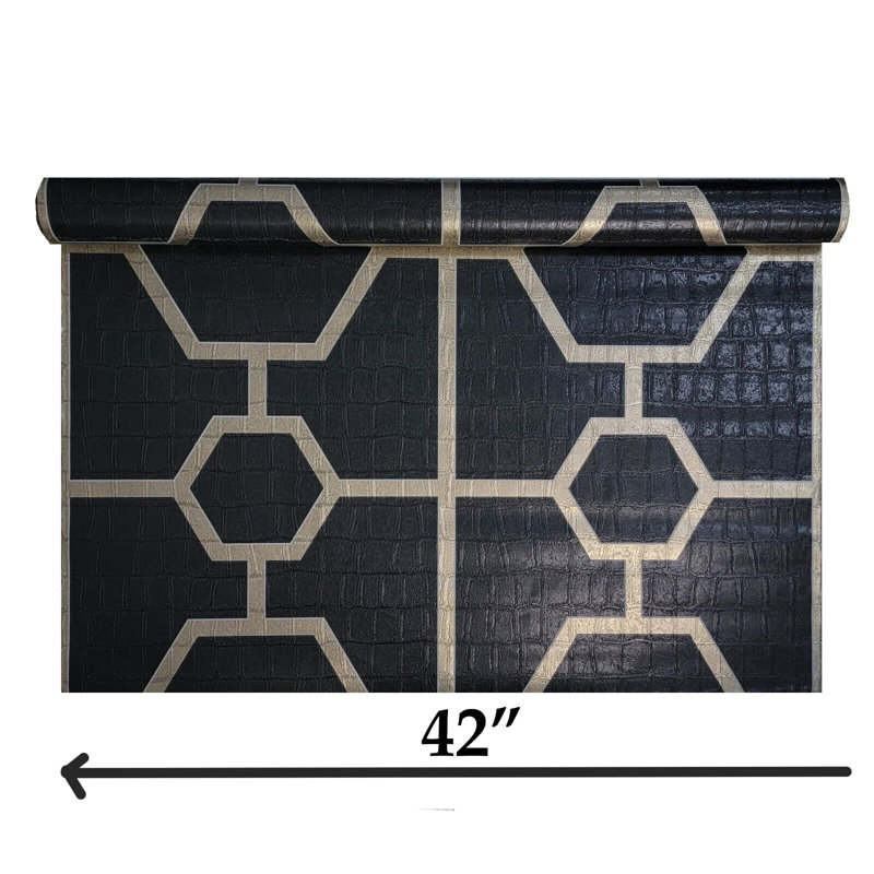 Alligator texturé à motif géométrique hexagonal noir