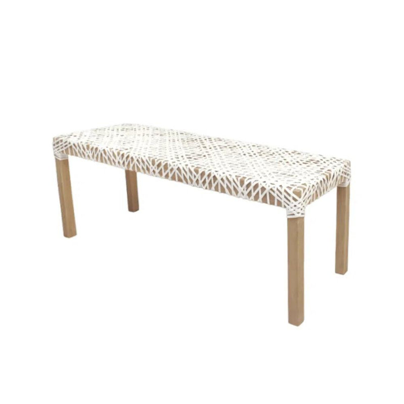 Lulu Leather Woven Backless Bench