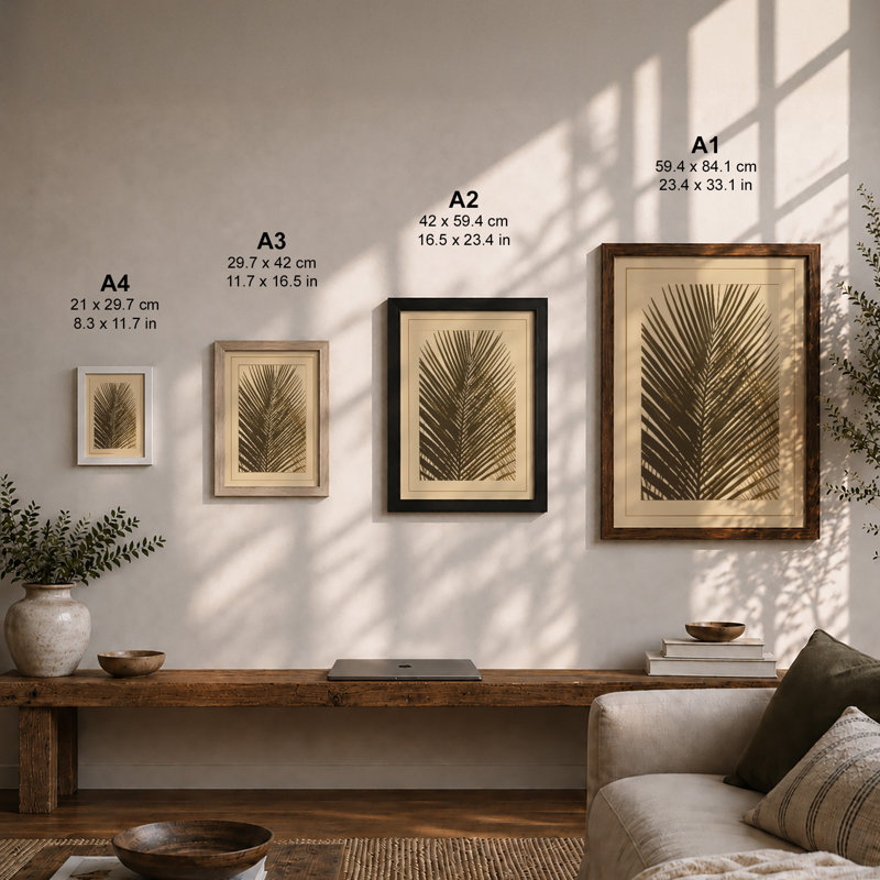 Palm Frond Study Botanical - Framed Print, Oak, A3 - 42.0 x 29.7 cm