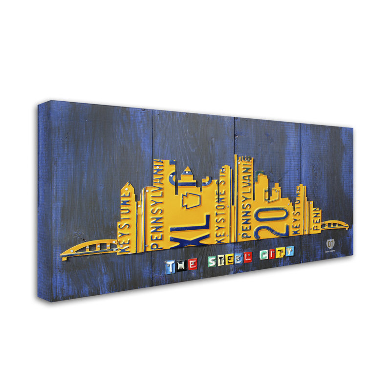 "pittsburgh horizon" , impression sur toile tendue, H 16 po x l 32 po x P 2 po