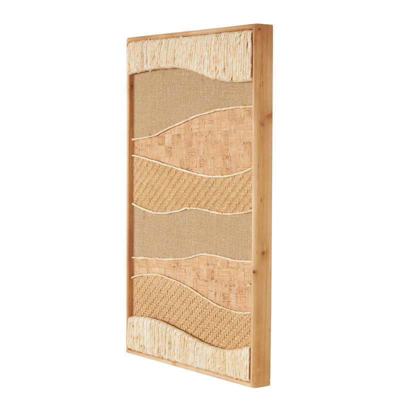 Wood Handmade Dimensional Wavy Mixed Media Abstract Wall Decor with Various Textures and Patterns