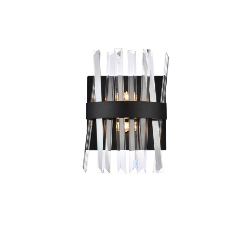Applique murale encastrée à intensité variable Athol, Noir, 2 Lights, 12" H x 4" W x 8" D