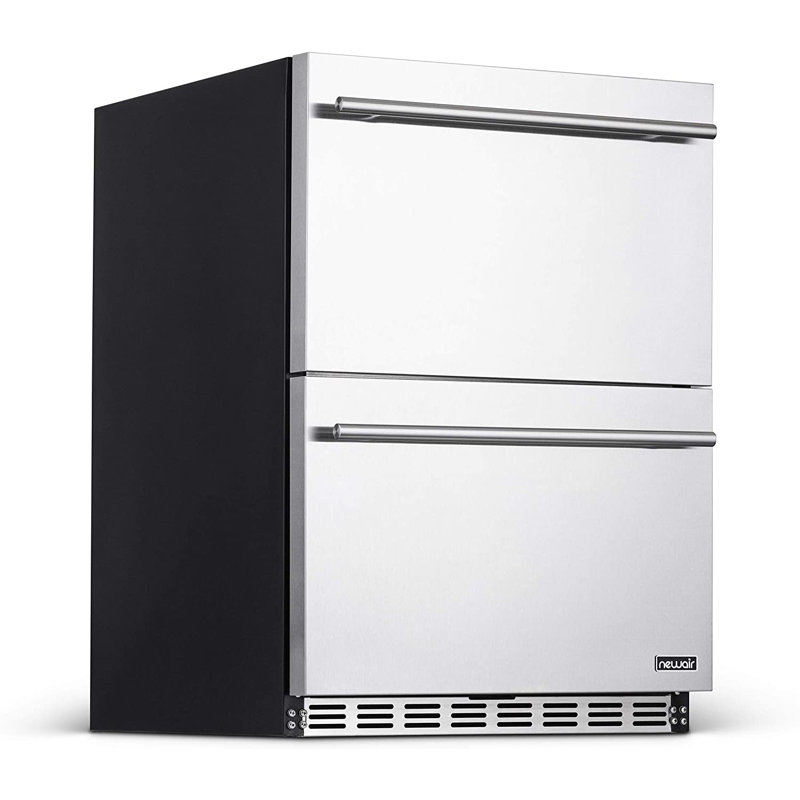 Newair 24" Built-in 20 Bottle and 80 Can Dual Drawer Indoor/Outdoor Wine and Beverage Fridge