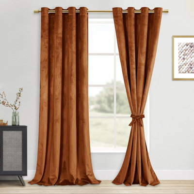 2 Panels Velvet Curtains with Tiebacks - Luxury Grommet Top Window Treatments Room Darkening Privacy Protect Drapes for Bedroom Living Room Home Decor