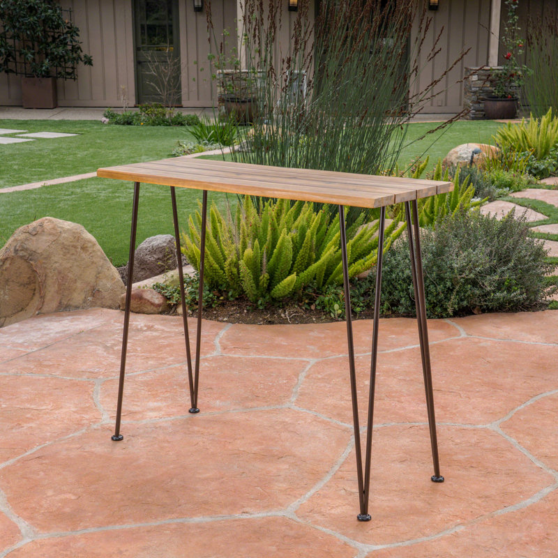 Industrial Wood And Metal Patio Bar Table