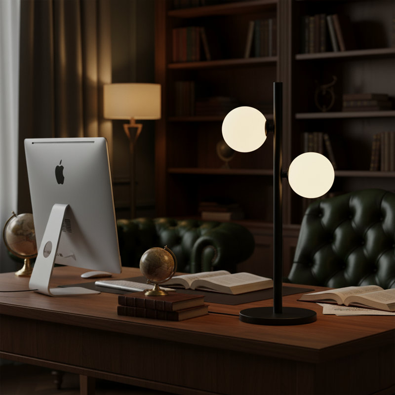 Double Globe Table Lamp, Black