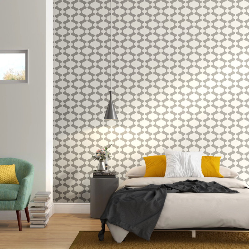 Rouleau de papier peint géométrique L 33 pi x l 20,5 po, Gris