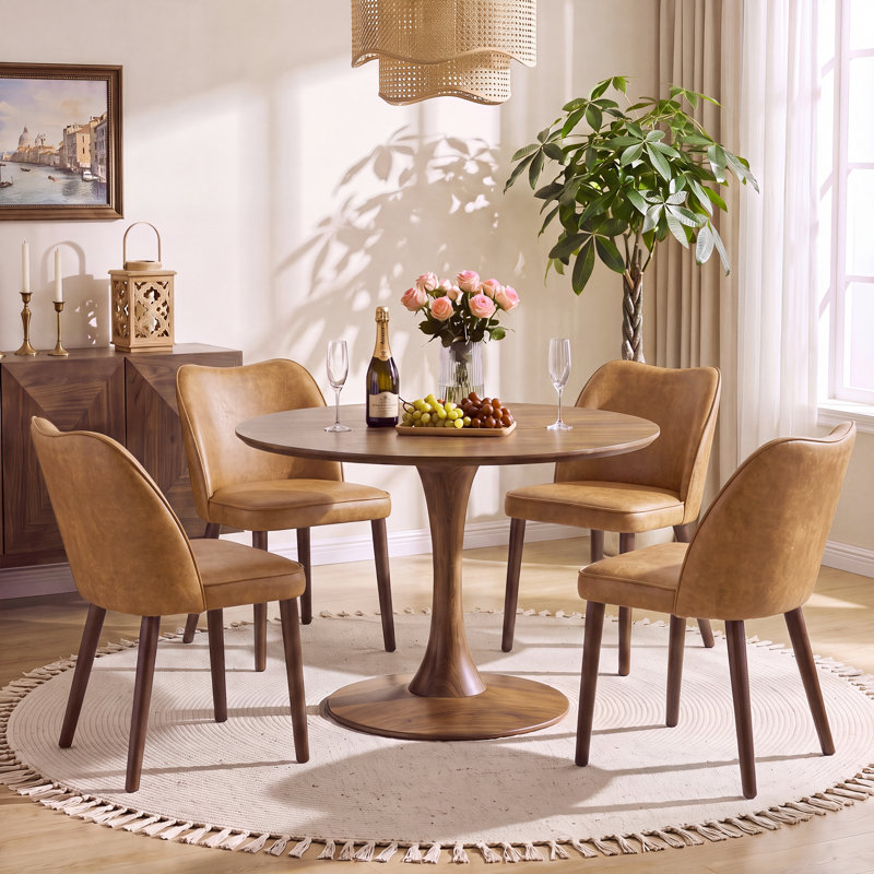 Petites chaises de salle à manger rembourrées en bois massif - Courbe ergonomique et rembourrage moelleux pour espaces multiples