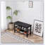 Banc de rangement à chaussures compact à 3 niveaux avec coussin de siège en polyuréthane, tablettes en filet pour l'organisation du vestibule et du couloir